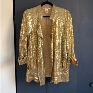Diane von Furstenberg gold sequin blazer size 4 women’s